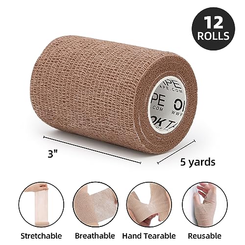 Self Adherent Cohesive Bandages Wrap 12Packs 3" x 5 Yards (12 Count)