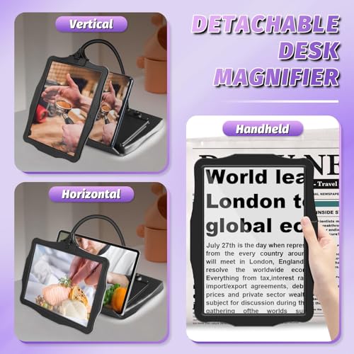 Large 5X Rechargeable Magnifying Glass with Light and Stand