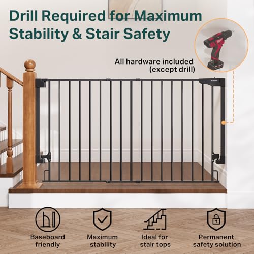 35.1 55" No Bottom Bar Baby Gate for Stairs