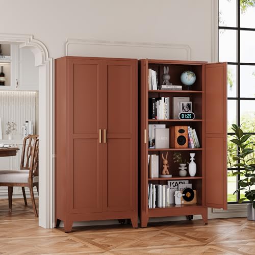 71''Metal Cabinet with 4 Adjustable Shelves