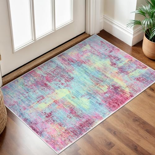 Small Abstract Area Rug 2x3 Ft Entryway Rugs Washable Door Mat Indoor Entrance