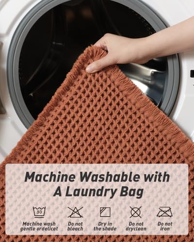 Upgraded Waffle Bath Mat Ultra Absorbent Non Slip Bathroom Mat (2 Sq Ft)