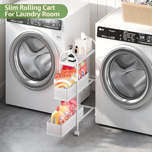 3 Tier Slim Rolling Cart with Drawer