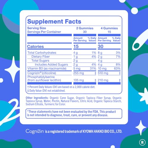 Teen Focus Gummies with Cognizin Citicoline (60 Count)