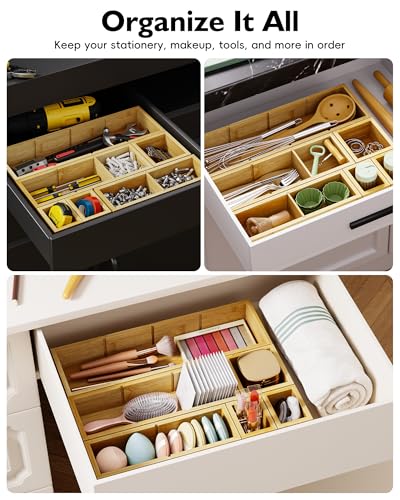 12 Piece Bamboo Drawer Organizer Set (12 Count)