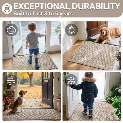 Front Door Mat Indoor Entrance Non Slip Entry Doormat Brown 17"x30" (3.55 Sq Ft) - Bel Marant