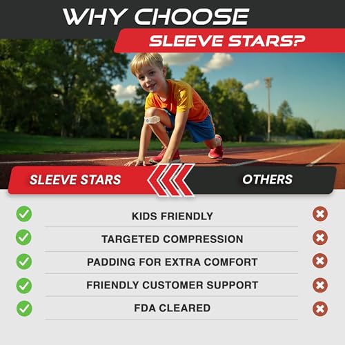 Sleeve Stars Swedish Brand Patellar Tendon Support Strap for Women & Men Effective Osgood Schlatter Knee Brace Youth & Kids Knee Brace with 3 Adjustable Length fits 7"