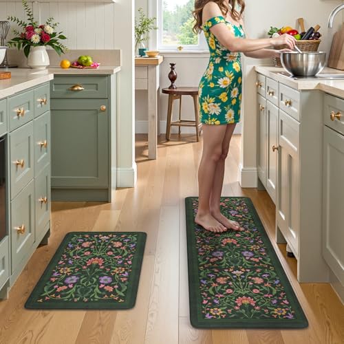 Green Anti Fatigue Kitchen Mats