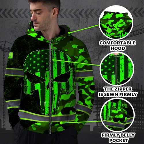 Hi Vis Reflective Zip Up Hoodie