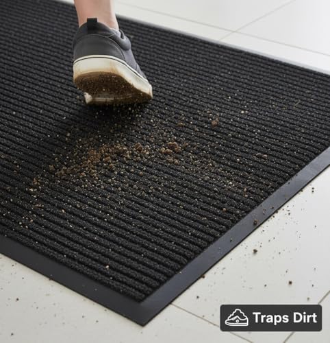 Door Floor Mat Commercial Grade Large Size Heavy Duty Tough Entry Collection Slip Skid Entrance Mat with Rubber Backing Low Profile and Easy to Clean Indoor Outdoor Rug (12 Sq Ft)
