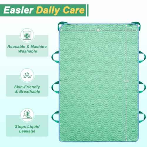 Washable Positioning Bed Pad with 8 Handles