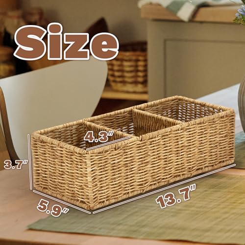 Wicker Basket With 3 Compartments