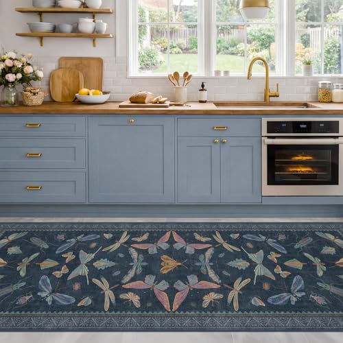 Dark Blue Vintage Hallway Runner Rug 3x12 (36 Sq Ft)