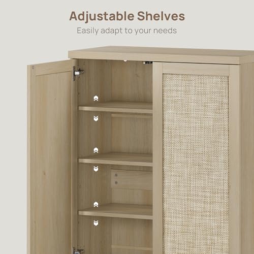 31.2" Wide Rattan Shoe Storage Cabinet for Entryway with 2 Doors