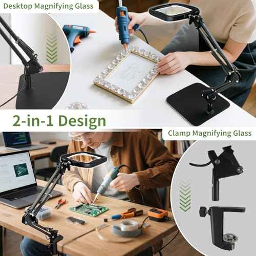 10X 30X Large Square Magnifying Glass with Light and Stand (4.02 Count)