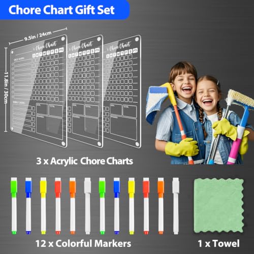 Acrylic Magnetic Chore Chart for Kids (3 Count)