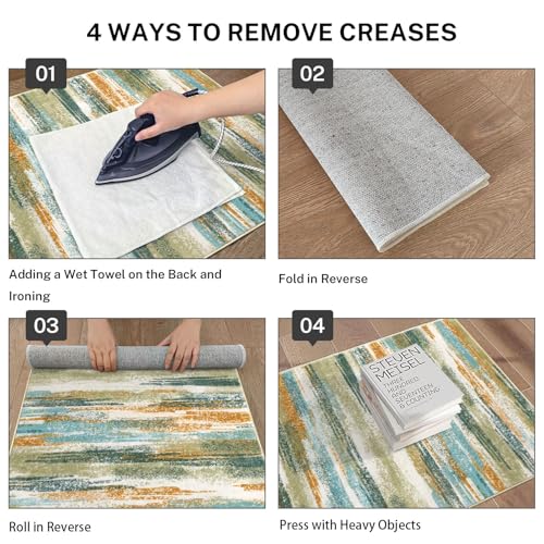 Washable Abstract Rugs for Entryway 3x5 Area Rug Non Slip Door Mat (15 Sq Ft)