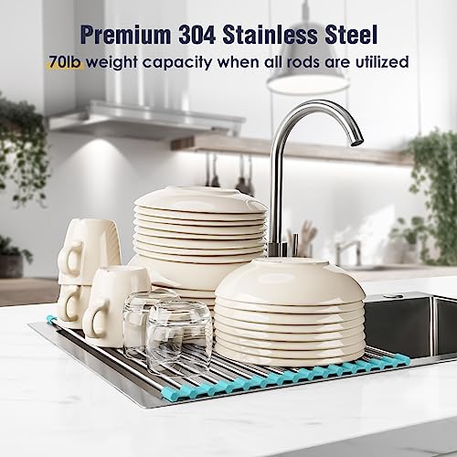 Roll Up Dish Drying Rack Over Sink