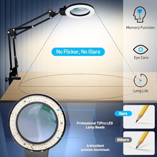 12X Magnifying Glass with Light and Stand