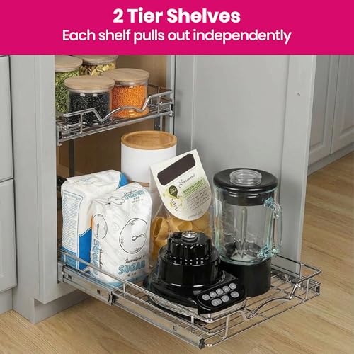 2-Tier Pull-Out Cabinet Organizer for Kitchen, 17" W x 21”D x 16.5" H - Bel Marant