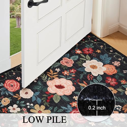 4x6 Area Rug Floral Washable Office Rug Non Slip Chair Mat (24 Sq Ft)