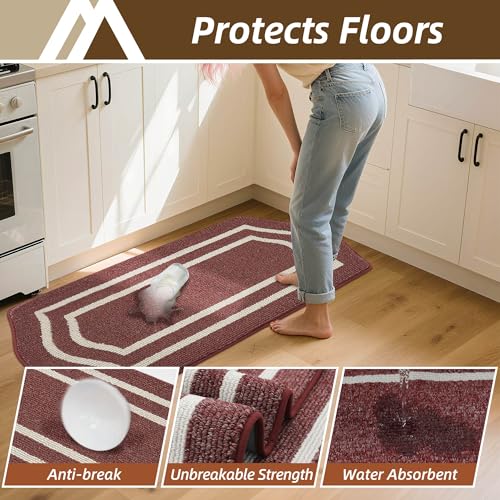 Long Kitchen Floor Mats and Rugs 2PCS Non Slip Washable