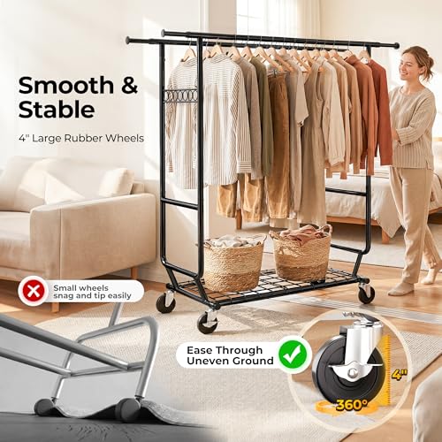 Clothes Rack Heavy Duty Clothing Rack Load 650 LBS Collapsible
