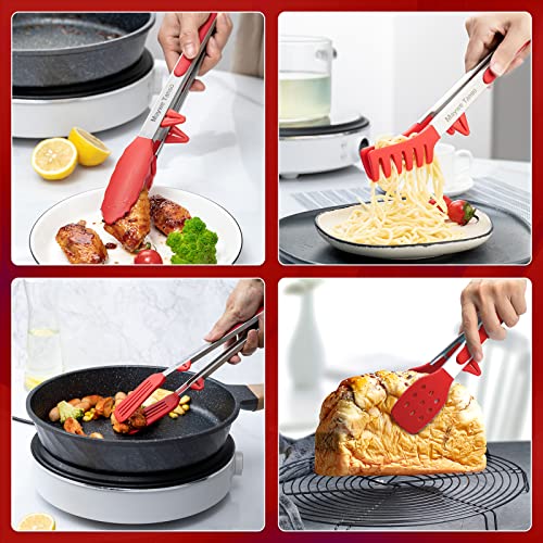5 Pack Kitchen Tongs for Cooking with Silicone Tip