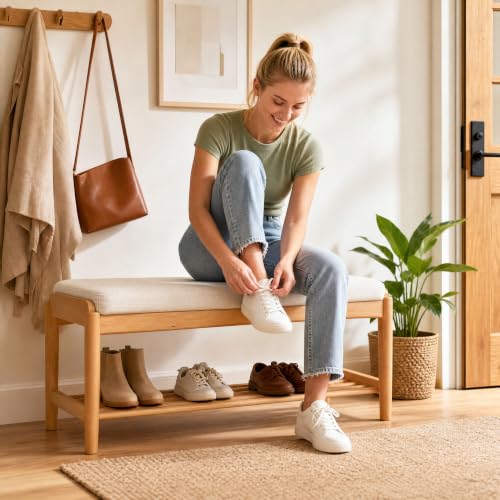 Solid Wood Shoe Bench