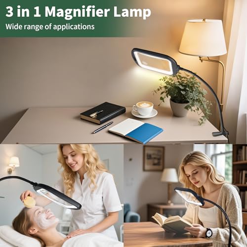 10X 30X Extra Large Magnifying Glass with Light and Stand