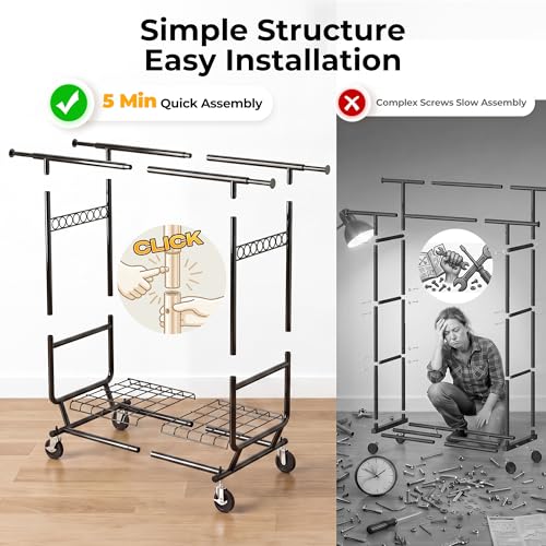 Clothes Rack Heavy Duty Clothing Rack Load 650 LBS Collapsible