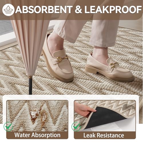 Front Door Mat Indoor Entrance Non Slip Entry Doormat Brown 17"x30" (3.55 Sq Ft) - Bel Marant