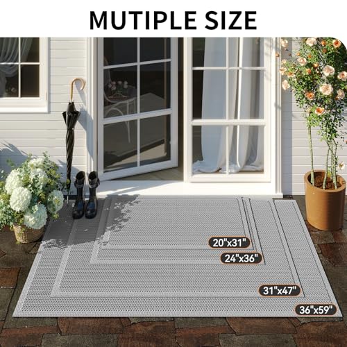 Front Door Mat Outside Entrance Drainage Doormat Grey 24"x36" (6 Sq Ft)