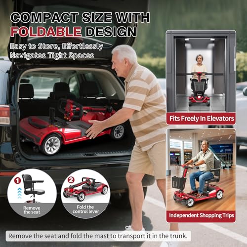 4 Wheel Folding Mobility Scooter 22Mi Range 418LBS Large Size