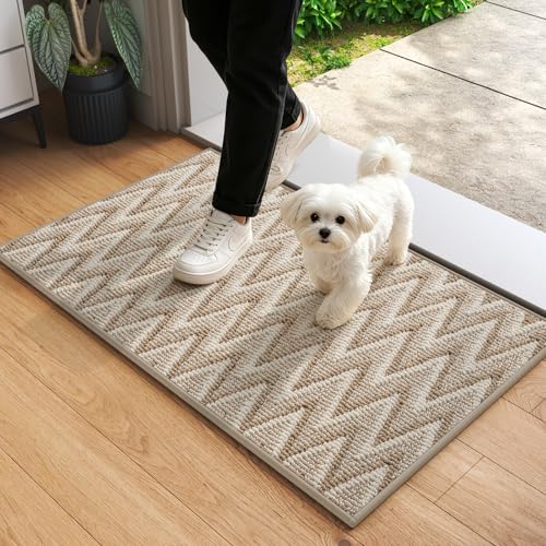 Front Door Mat Indoor Entrance Non Slip Entry Doormat Brown 17"x30" (3.55 Sq Ft) - Bel Marant