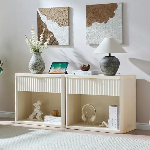 31" Wide Fluted Nightstand with Charging Station