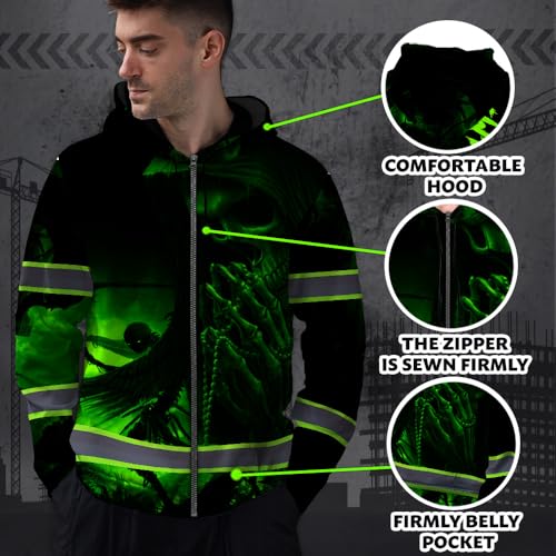 Hi Vis Reflective Zip Up Hoodie