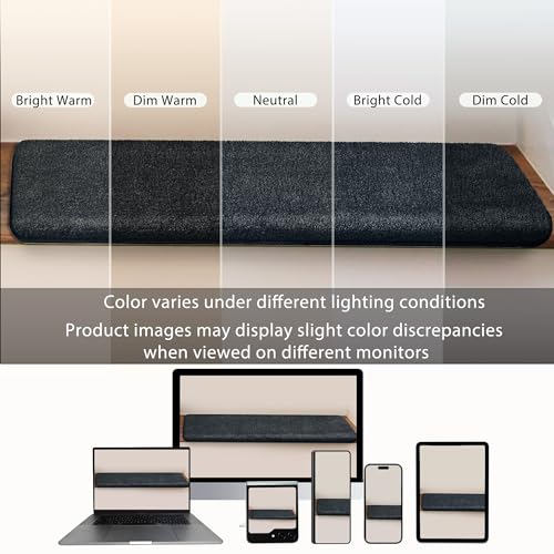 Bullnose Carpet Stair Treads Ultra Plush Dark Gray 7 Pcs (16.6 Sq Ft)
