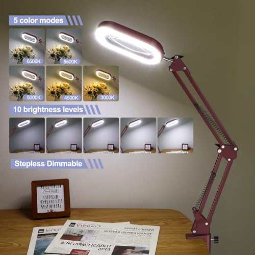 12X Large Magnifying Glass with Light and Stand