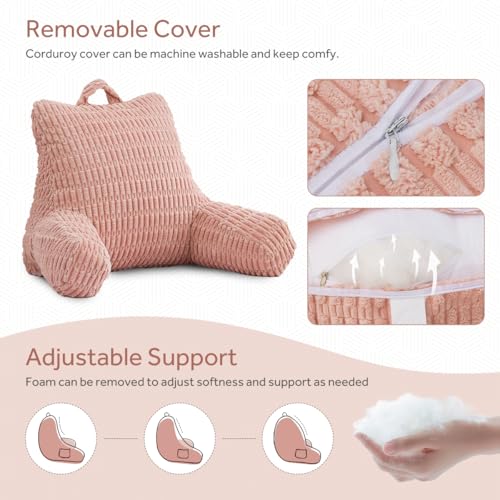 Adults Kids Teens Corduroy Backrest Reading Pillow with Arms