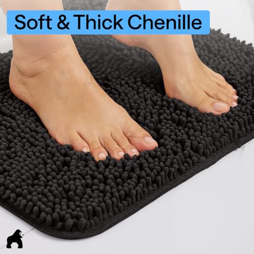 Chenille Bath Rug Mat for Square Toilet Base