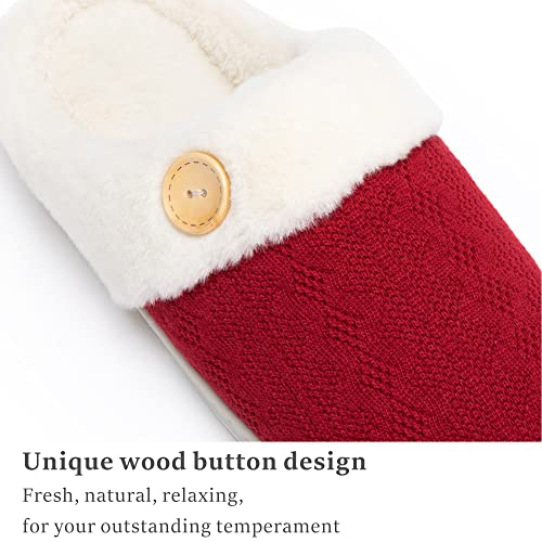Womens Slipper Warm Comfy Memory Foam House Slippers Knitted Shoes Faux Fur Lined Anti