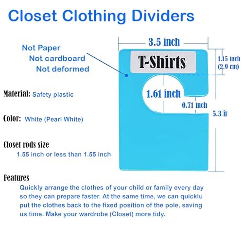 10 Pack White Clothing Rack Size Dividers Plus 45 Labels (10 Count)