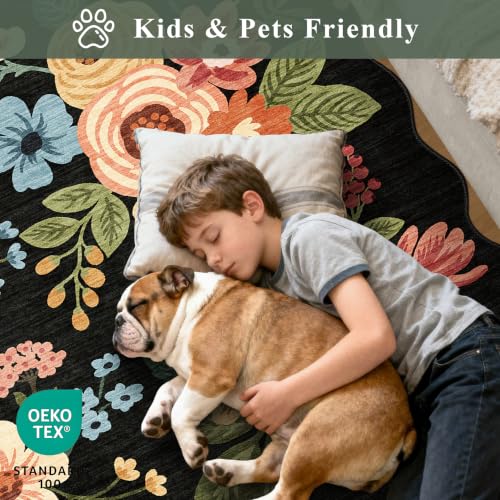 3x4 Rug Non Slip Floral Washable Area Rug for Entryway (12 Sq Ft)