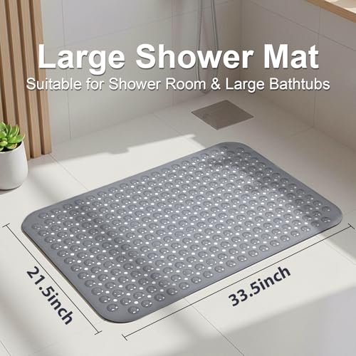 Large Shower Mat Bathtub Mat Bath Mat Non Slip Gray 21.5"x33.5"