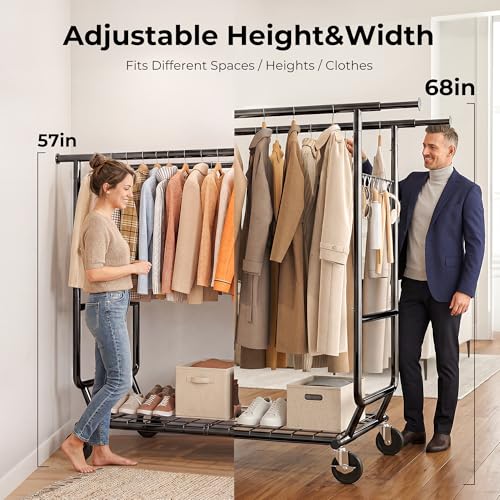 Clothes Rack Heavy Duty Clothing Rack Load 650 LBS Collapsible
