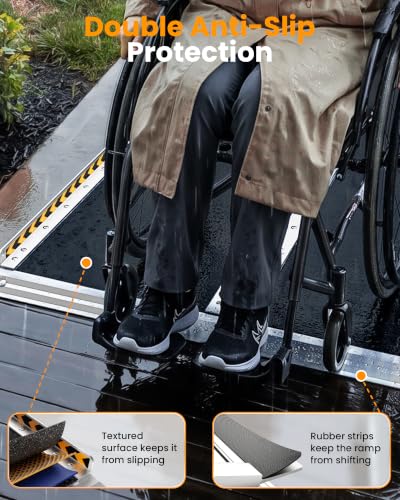 6FT Aluminum Ramp for Wheelchair for Home Steps with Support Legs