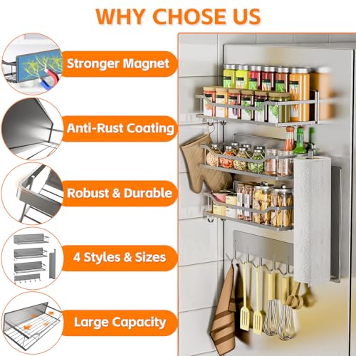 5 Pack Multifunctional Magnetic Shelves for Refrigerator Spice Rack & Washing Machine Organize (5 Count)