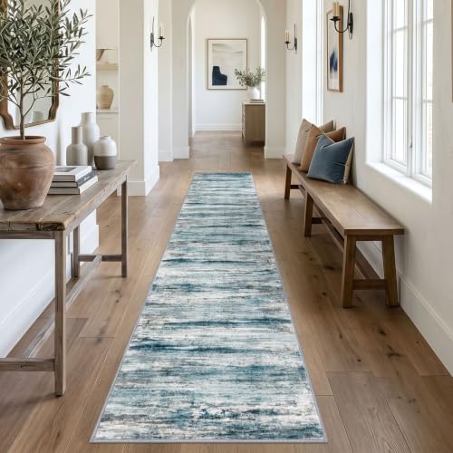 Modern Runners for Hallways 2x12 Washable Rug Runner Blue