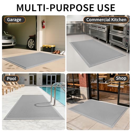 Front Door Mat Outside Entrance Drainage Doormat Grey 31"x47" (144 Sq Ft)